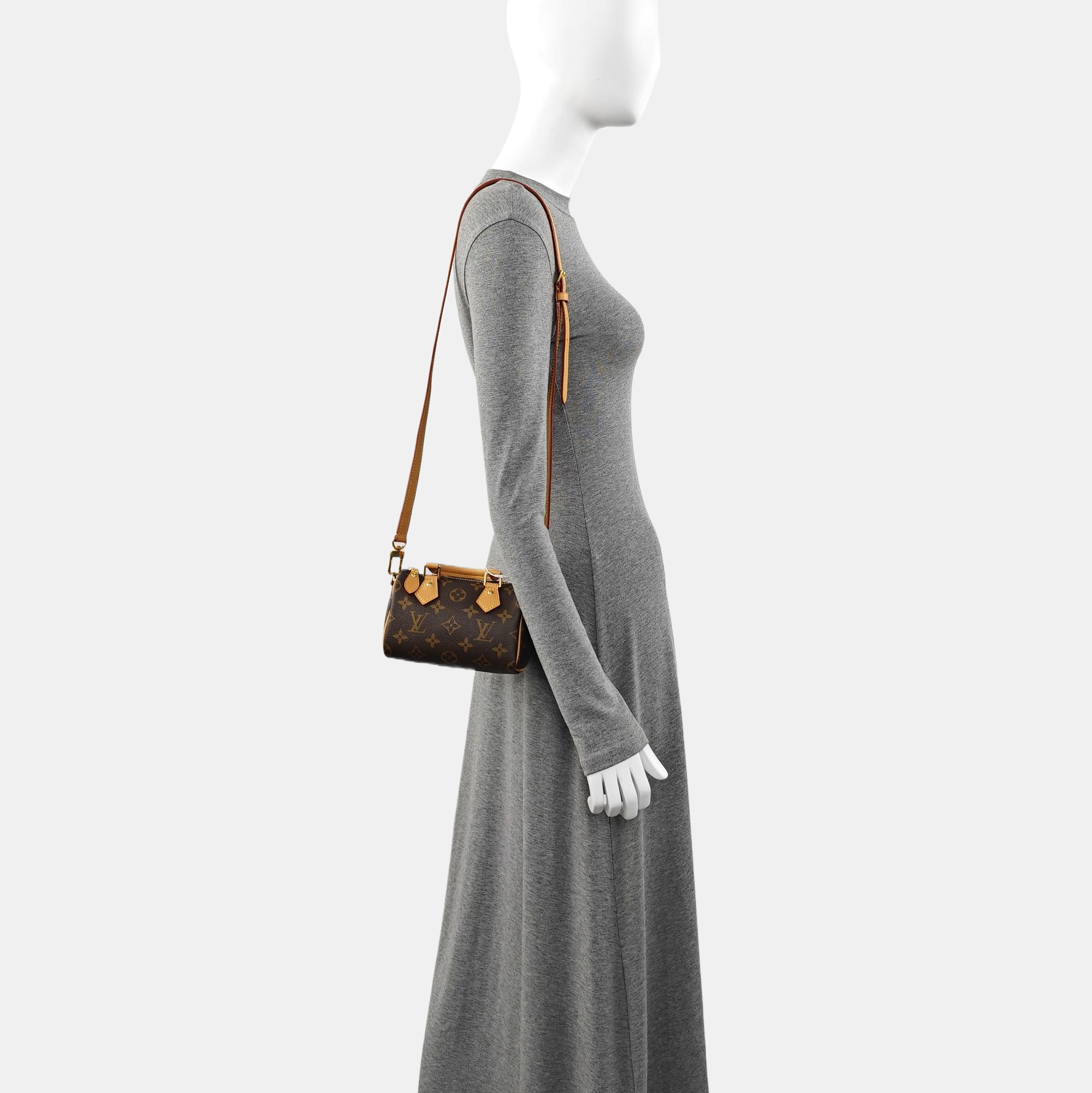 Authenticated pre-owned  SPEEDY Nano Monogram Coated Canvas Brown - Shoulder Bag at Looply