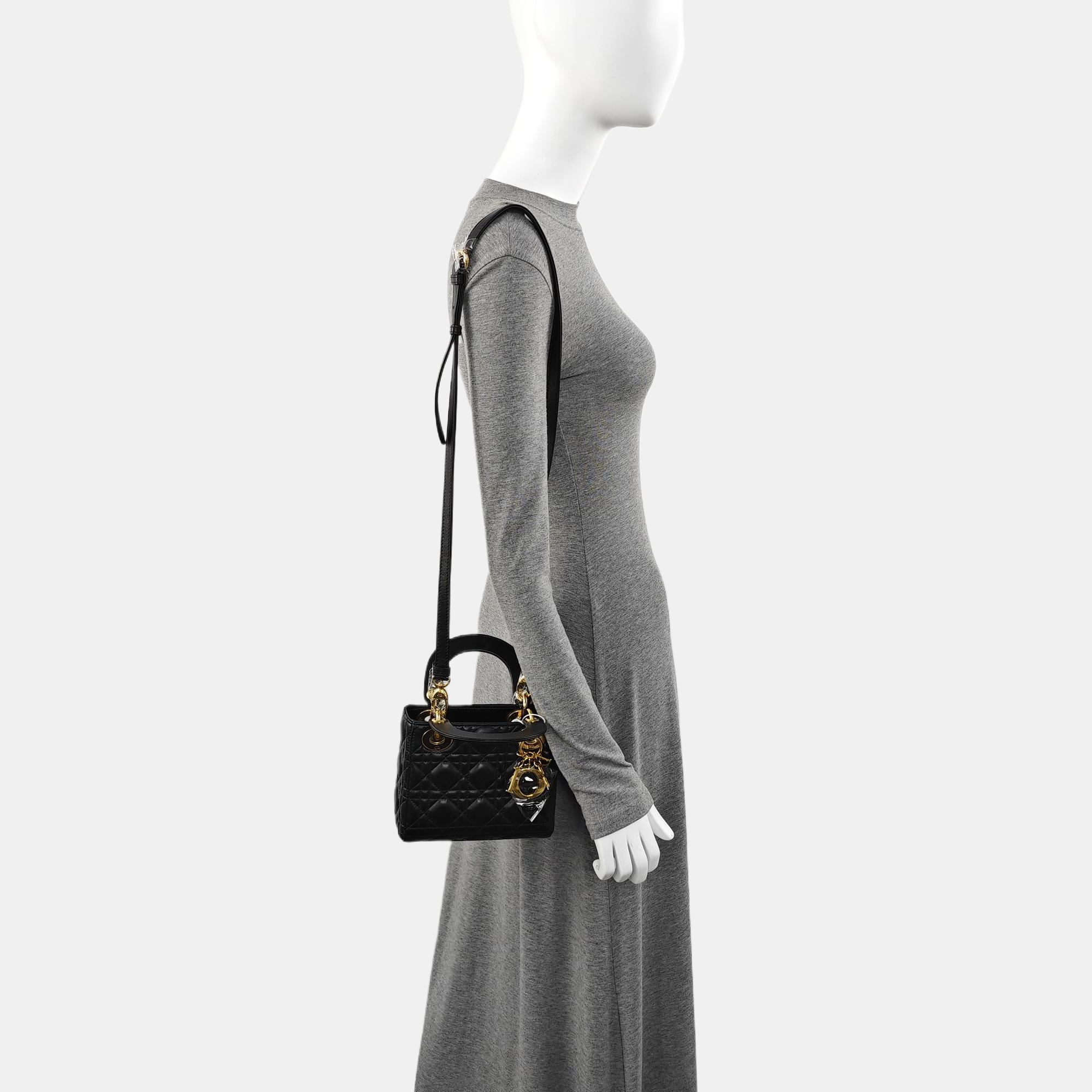 Lady Dior Mini Cannage Lambskin Black