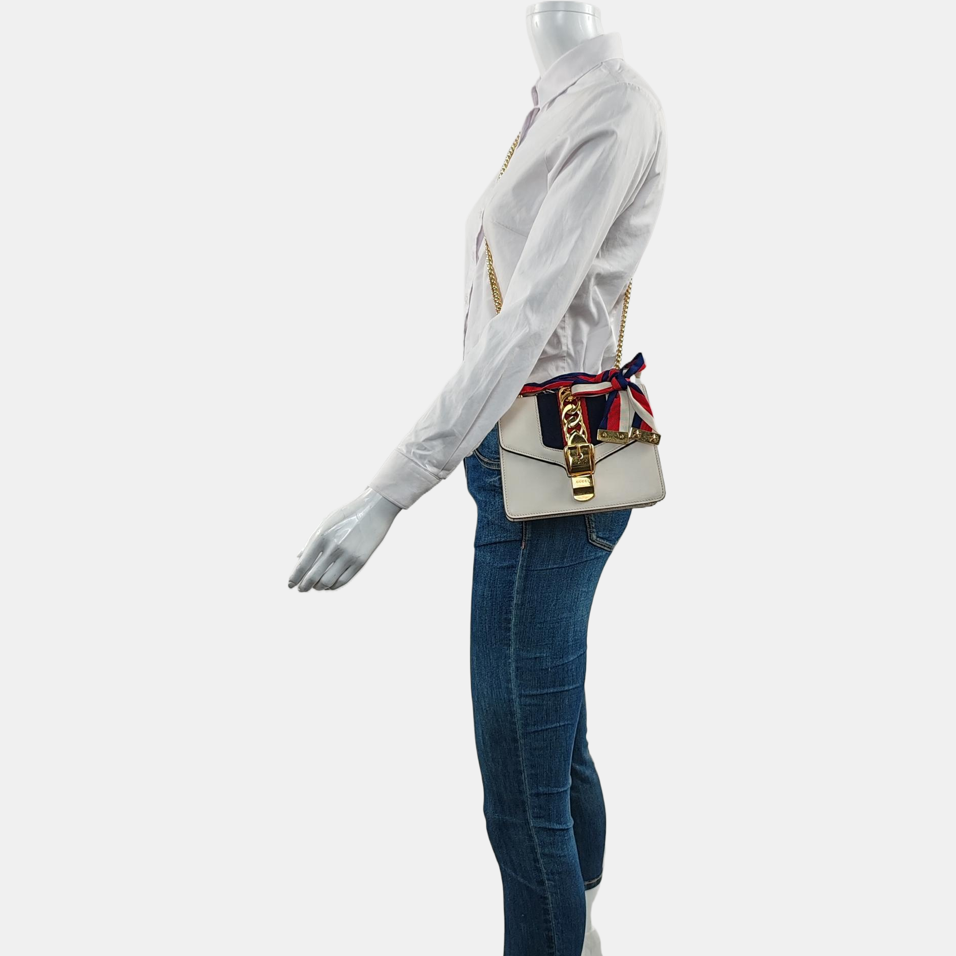 Authenticated pre-owned  Sylvie Mini Calfskin White - Shoulder Bag at Looply