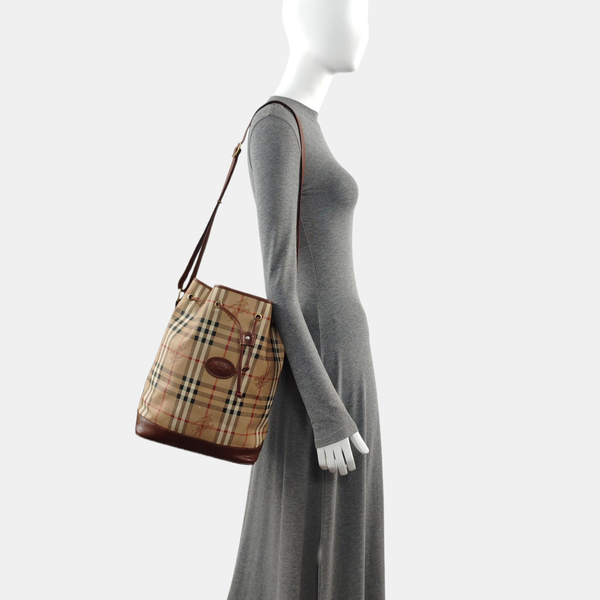 Coated Canvas Bucket Bag Beige