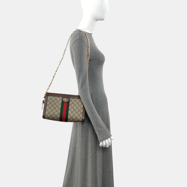 Authenticated pre-owned  Ophidia Medium Monogram Coated Canvas Beige - Shoulder Bag at Looply
