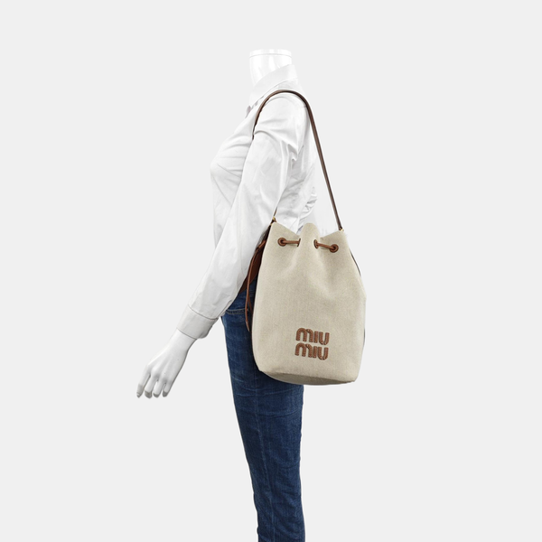 Canvas Bucket Bag Beige