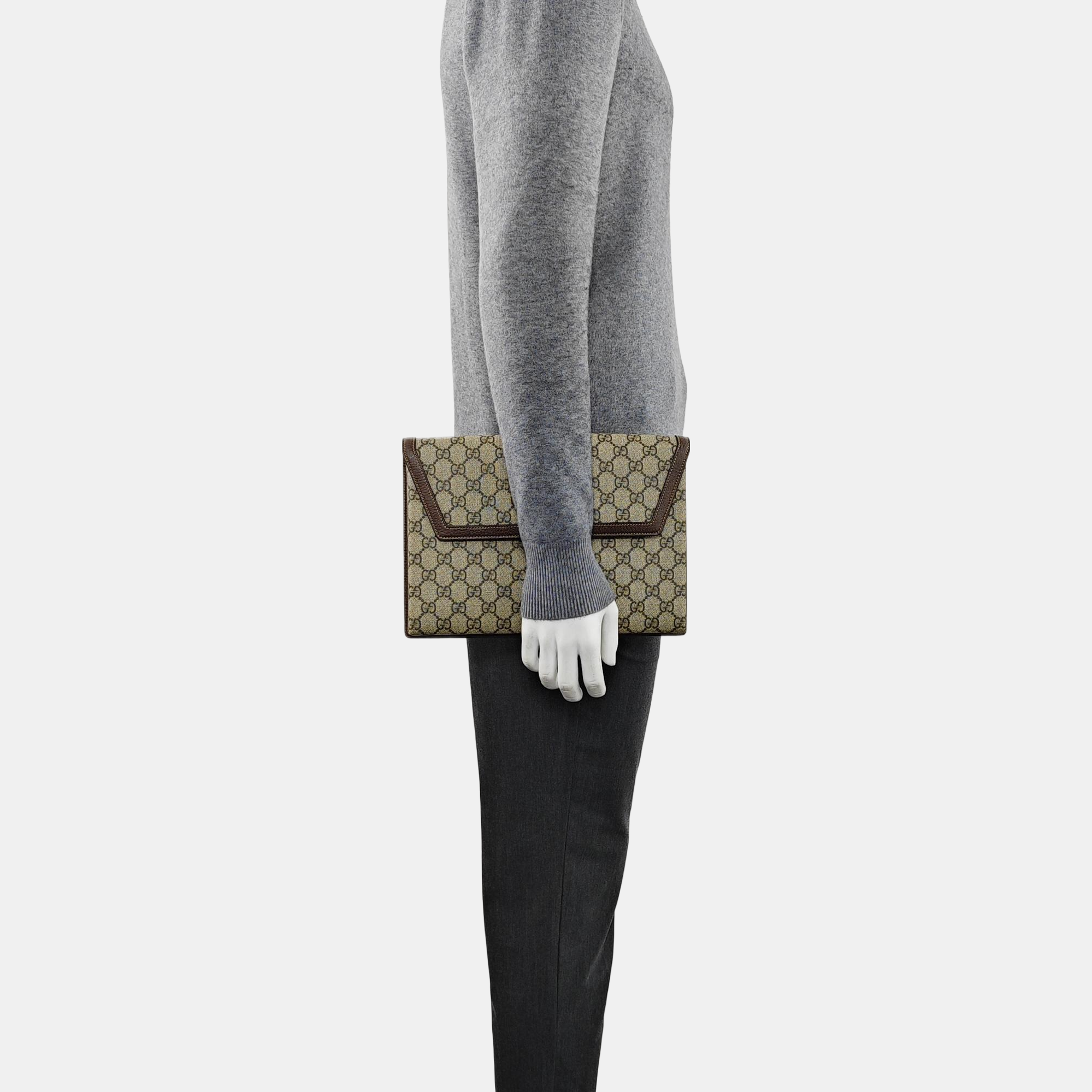 Monogram Coated Canvas Clutch Beige