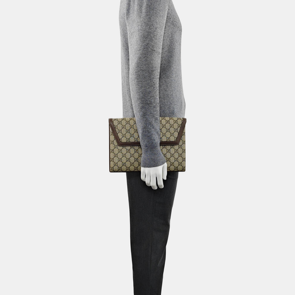 Monogram Coated Canvas Clutch Beige