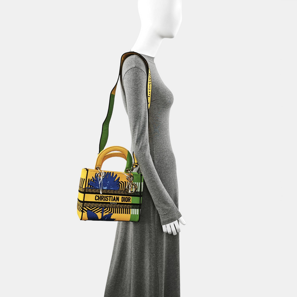 Authenticated pre-owned  Lady D-Lite Medium Fabric Multicolor - Tote Bag at Looply