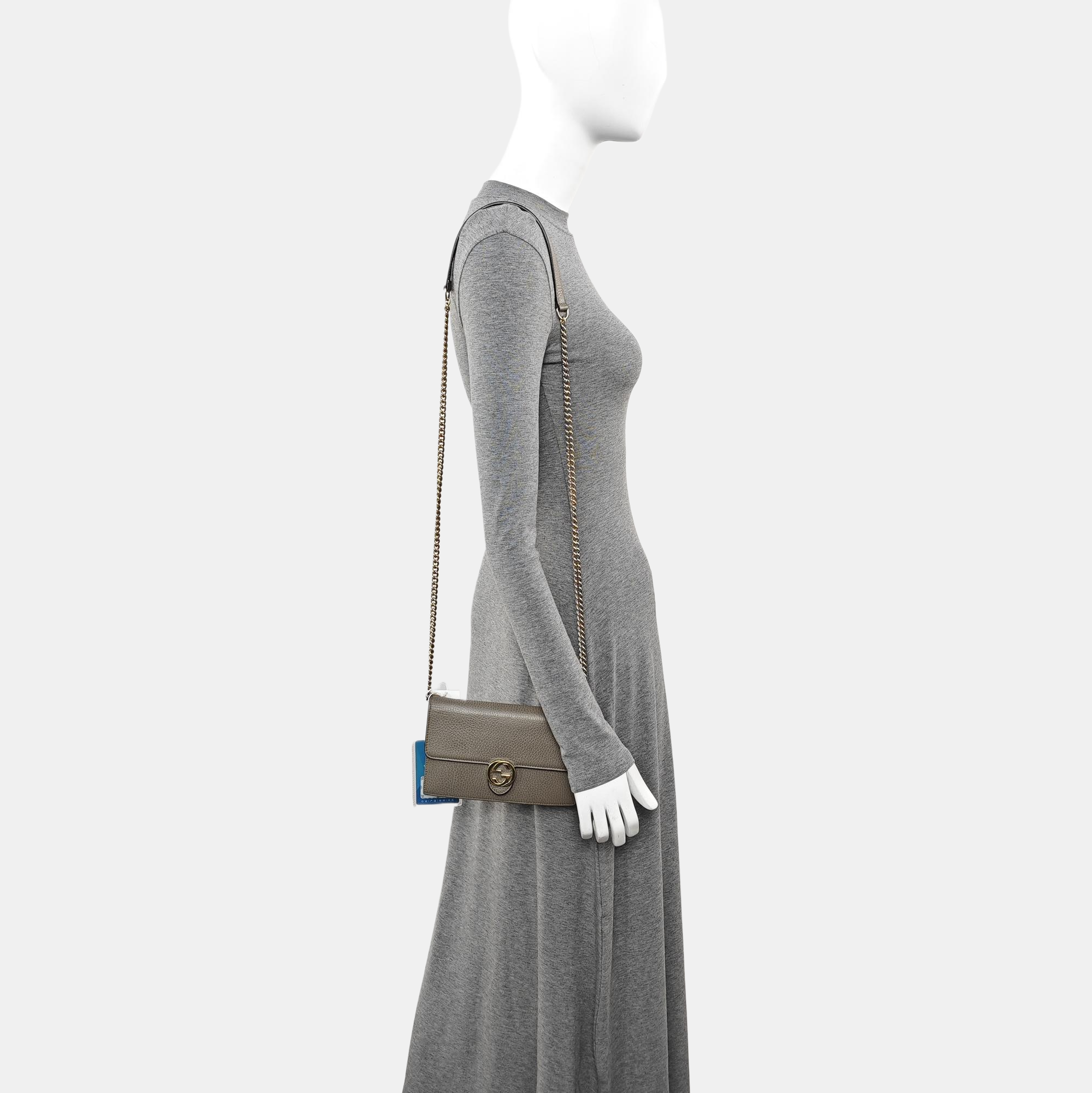 Interlocking G Small Calfskin Gray