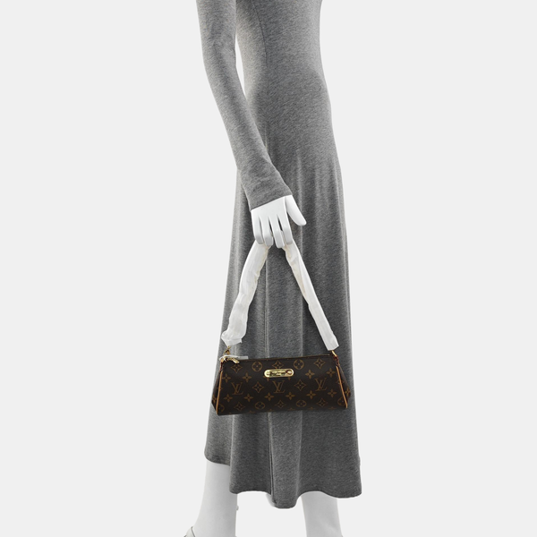 Pochette Eva Monogram Coated Canvas Brown