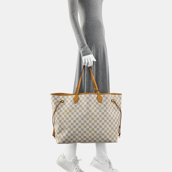 NEVERFULL GM Lona revestida Damier Azur Blanca