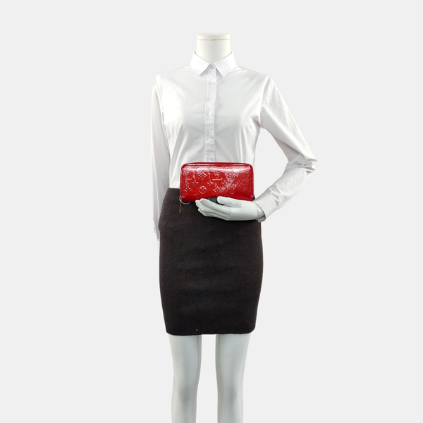 ZIPPY Monogram Patent Calfskin Red Wallet