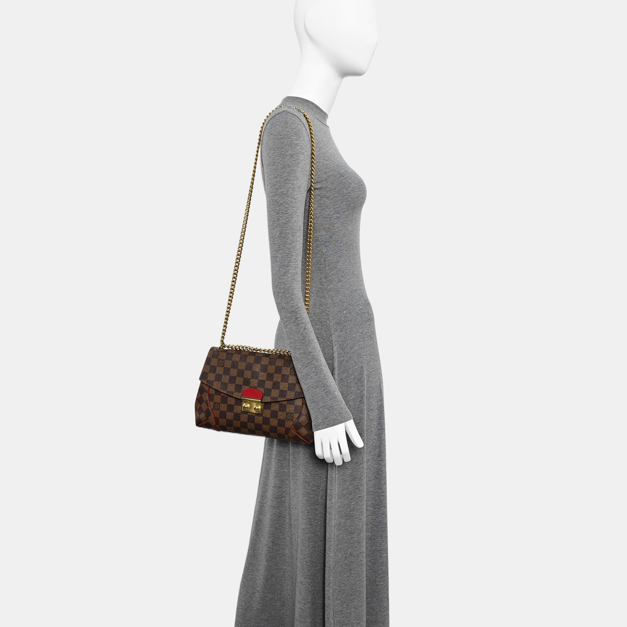 CAÏSSA Damier Ebene Coated Canvas Brown