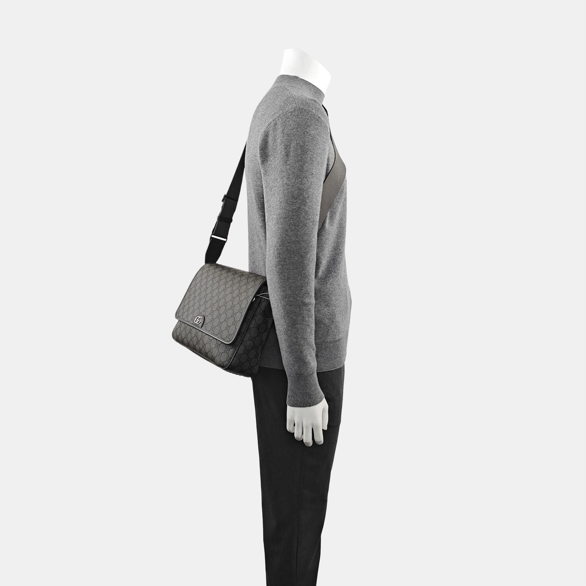 Ophidia Medium Monogram Coated Canvas Gray