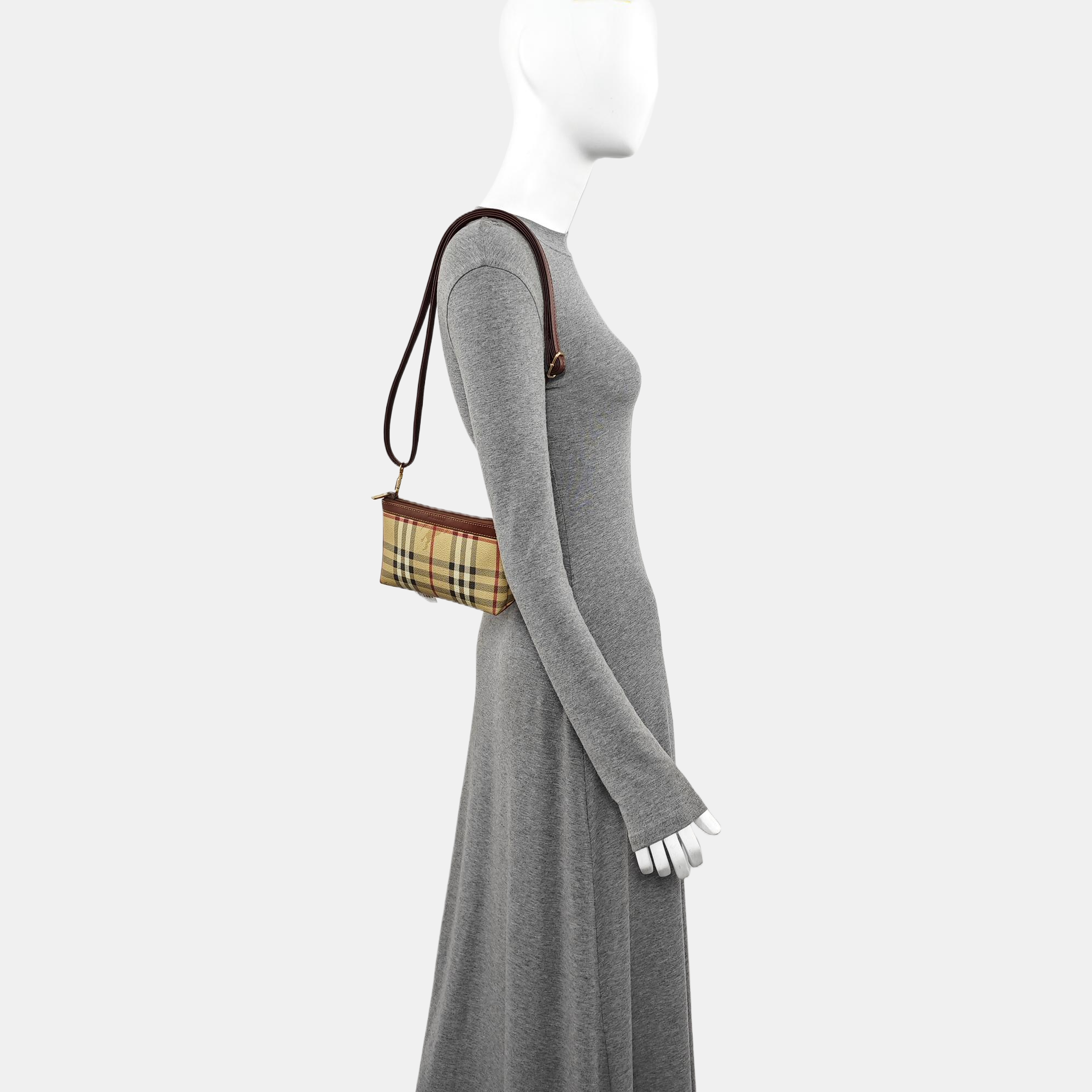 Coated Canvas Clutch Brown