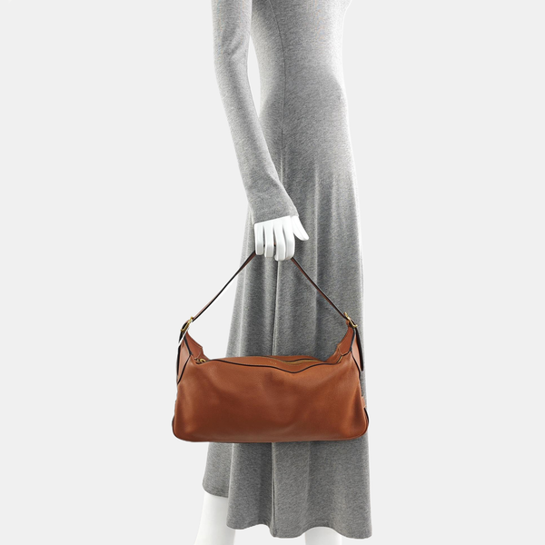 Calfskin Top Handle Bag Brown