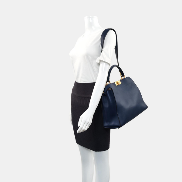 Authenticated pre-owned  Peekaboo  Essential Calfskin Blue - Shoulder Bag at Looply