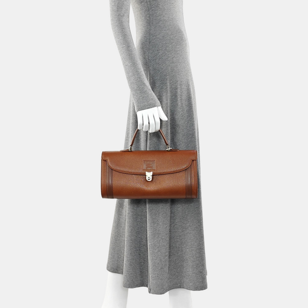 Calfskin Top Handle Bag Brown