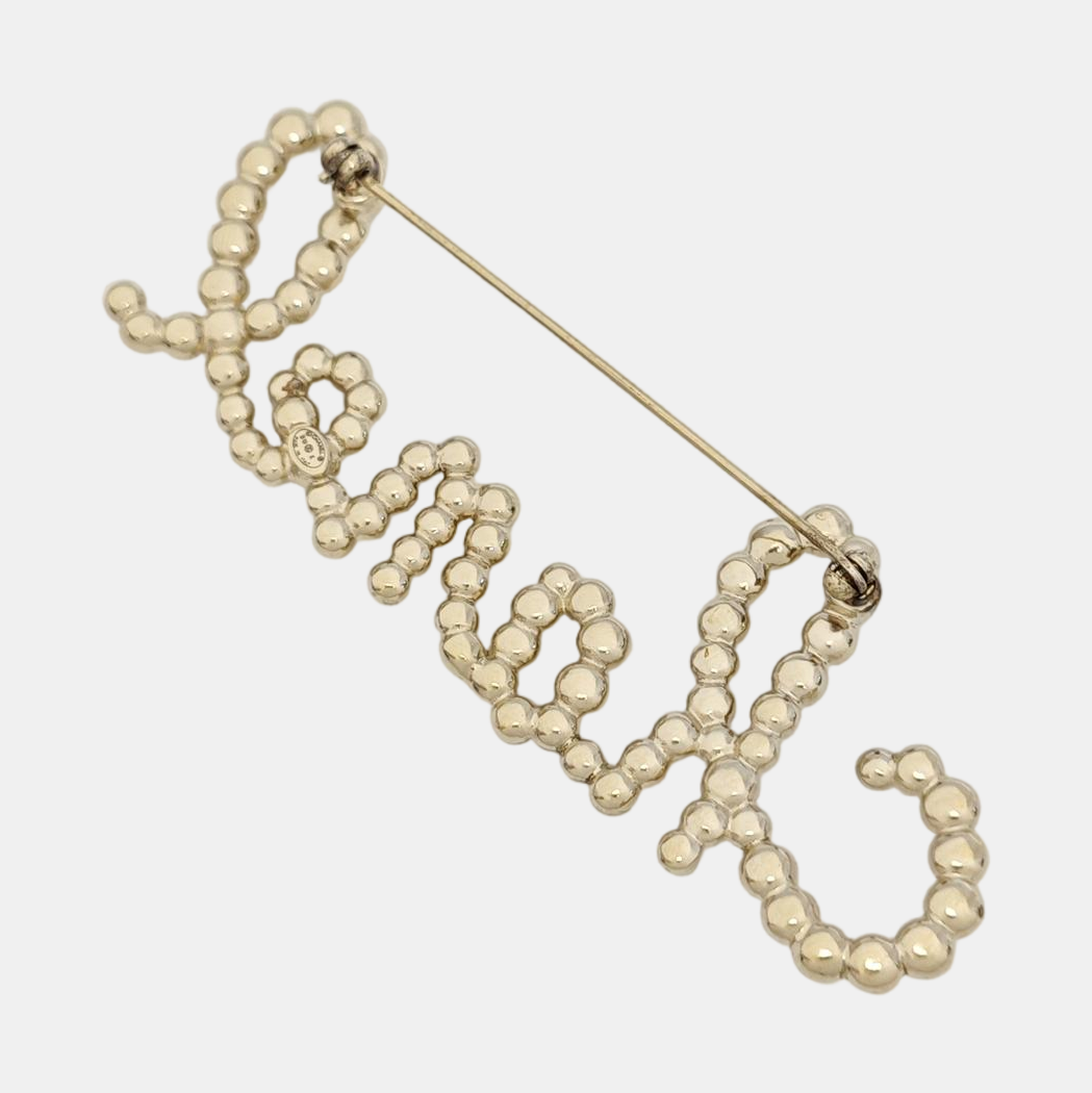 CC Logo Metal Gold Brooch