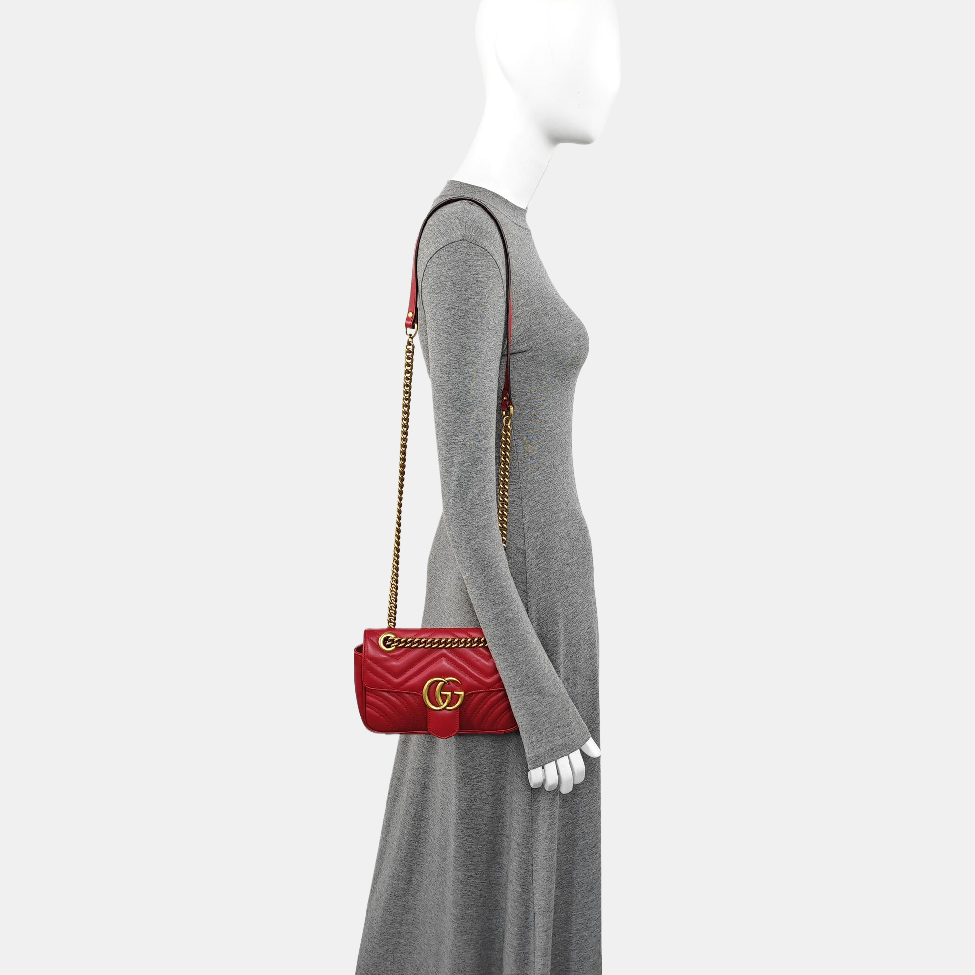 GG Marmont Small Quilted Calfskin Red