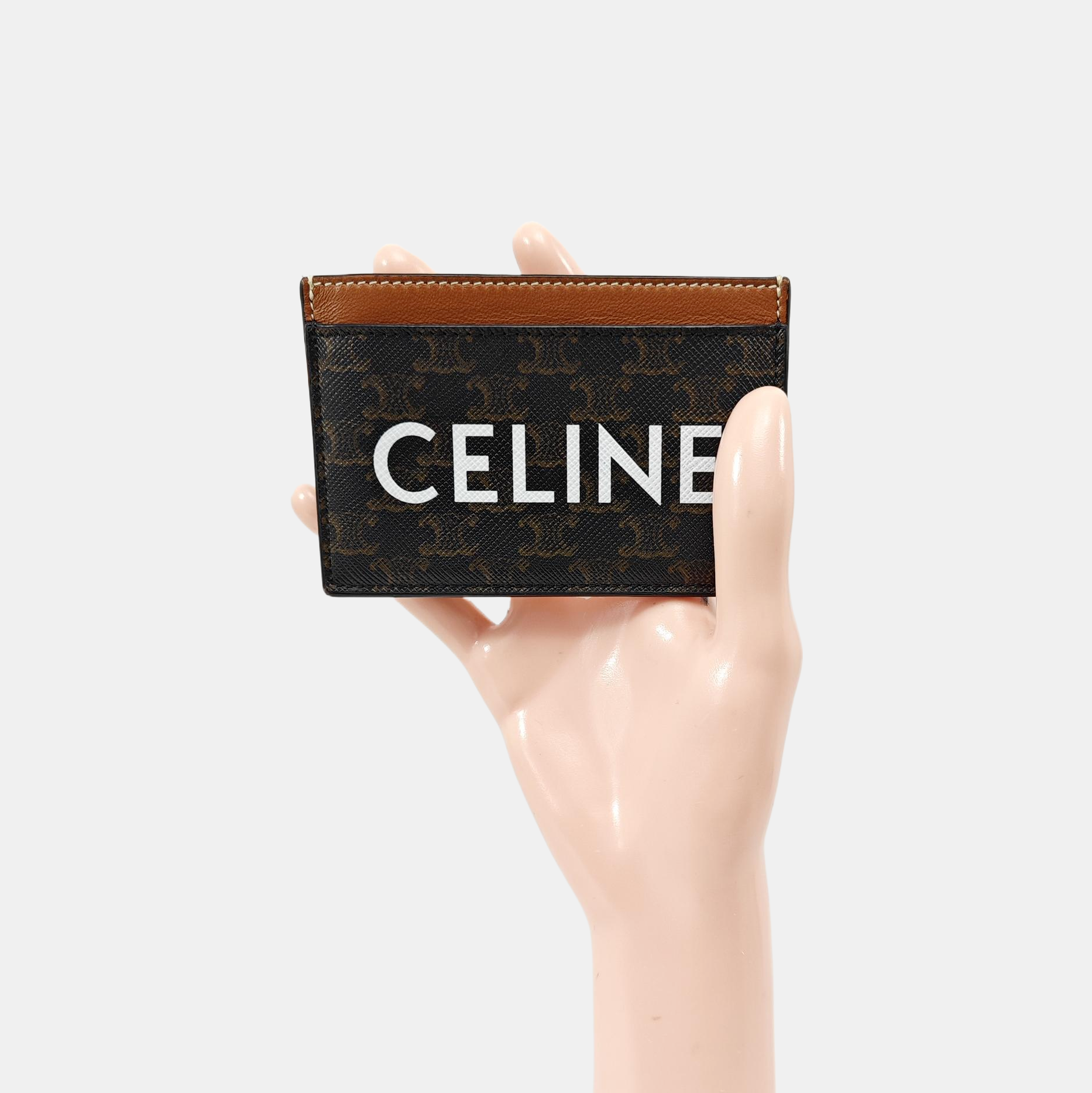 Coated Canvas Card Holder Brown