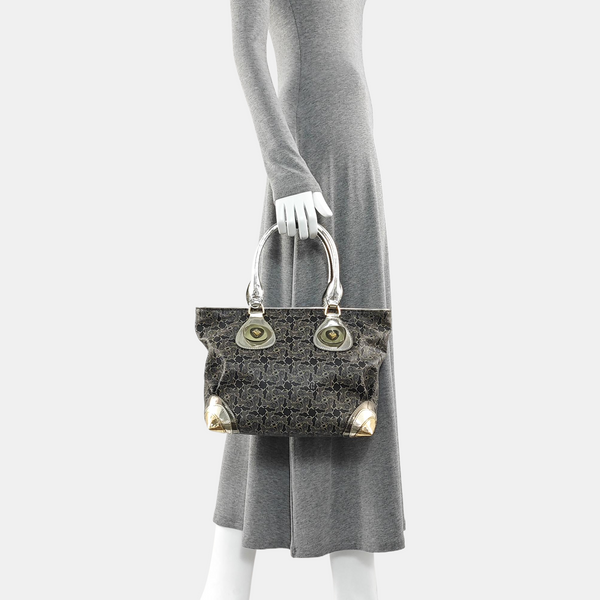 Coated Canvas Top Handle Bag Gray