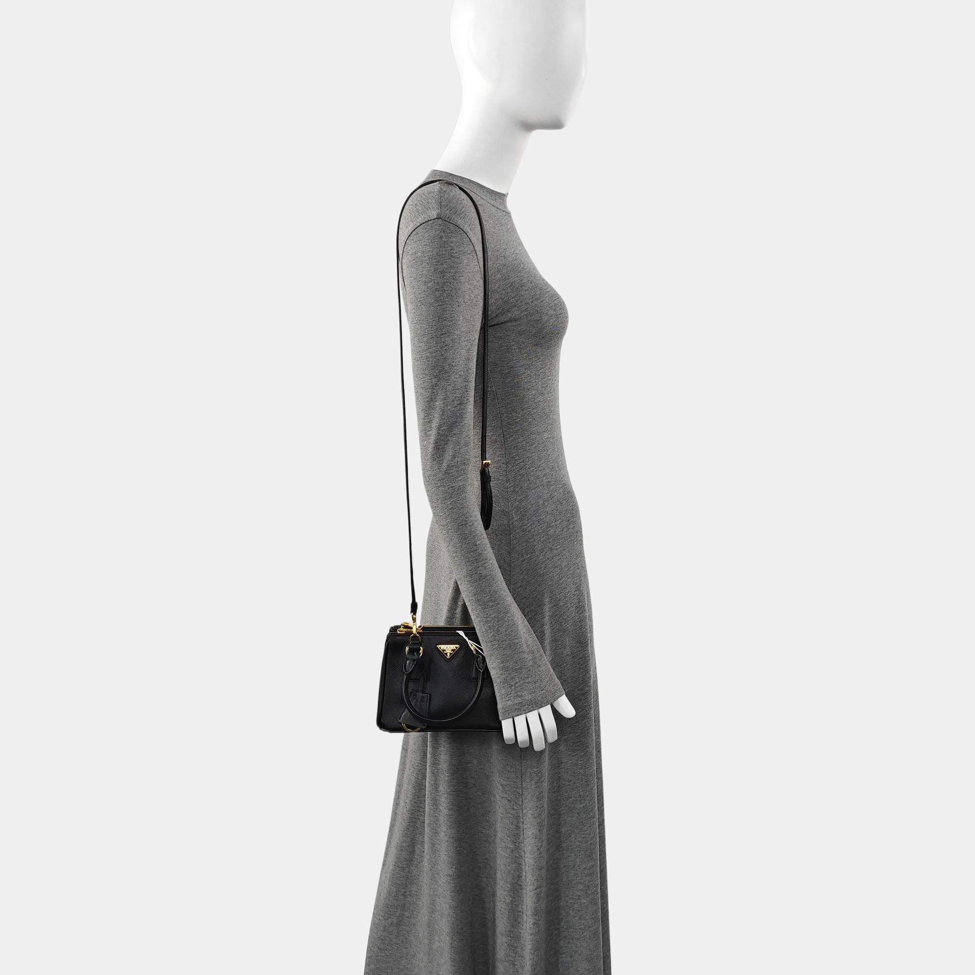 Galleria Super Mini Saffiano Calfskin Black
