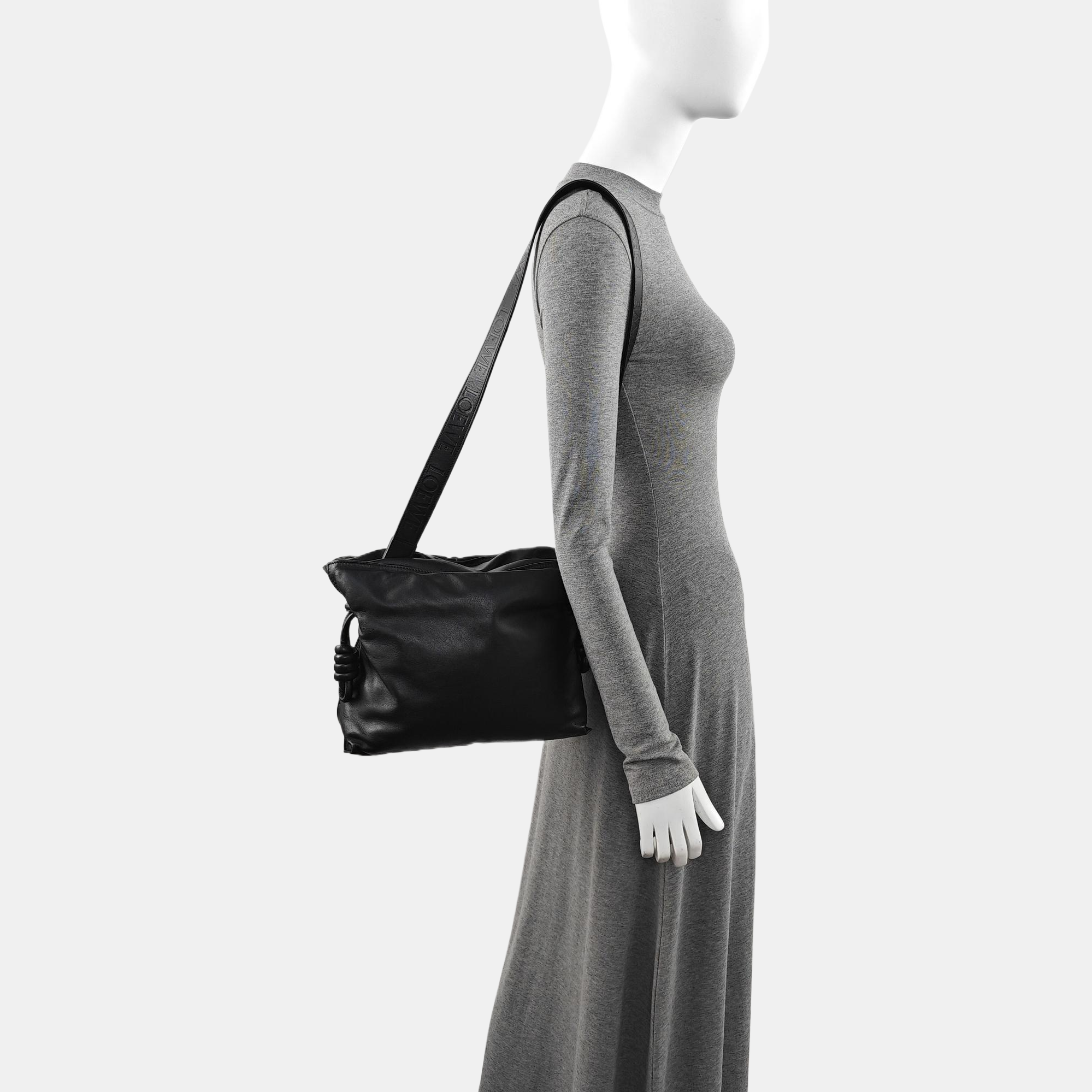Authenticated pre-owned  Flamenco Medium Lambskin Black - Shoulder Bag at Looply
