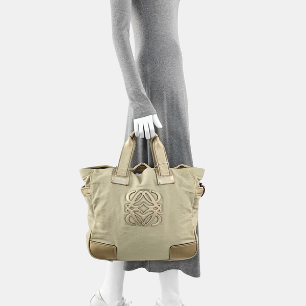 Canvas Top Handle Bag Beige