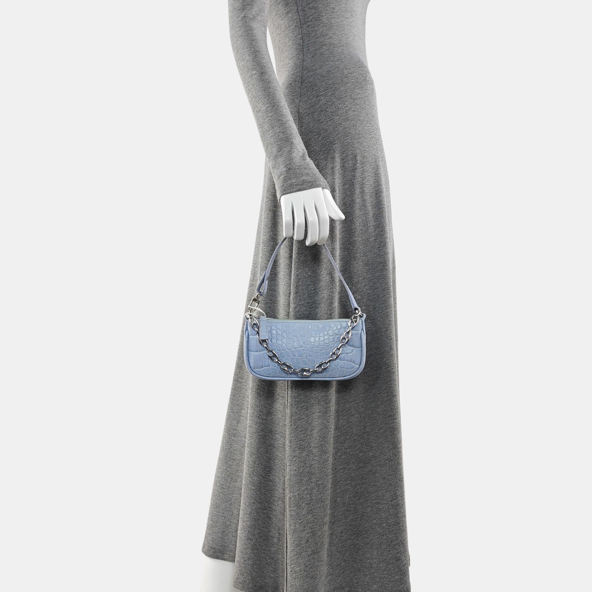 Leather Top Handle Bag Blue