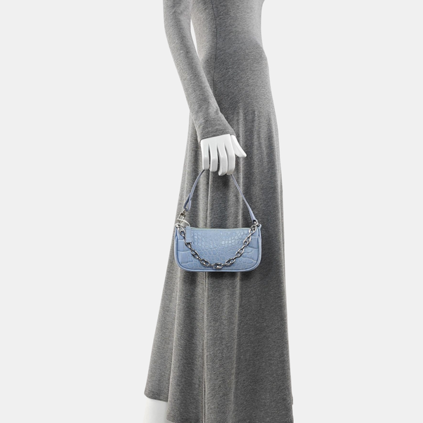 Leather Top Handle Bag Blue