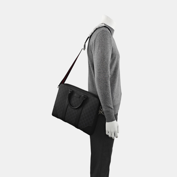 Monogram Coated Canvas Shoulder Bag Black
