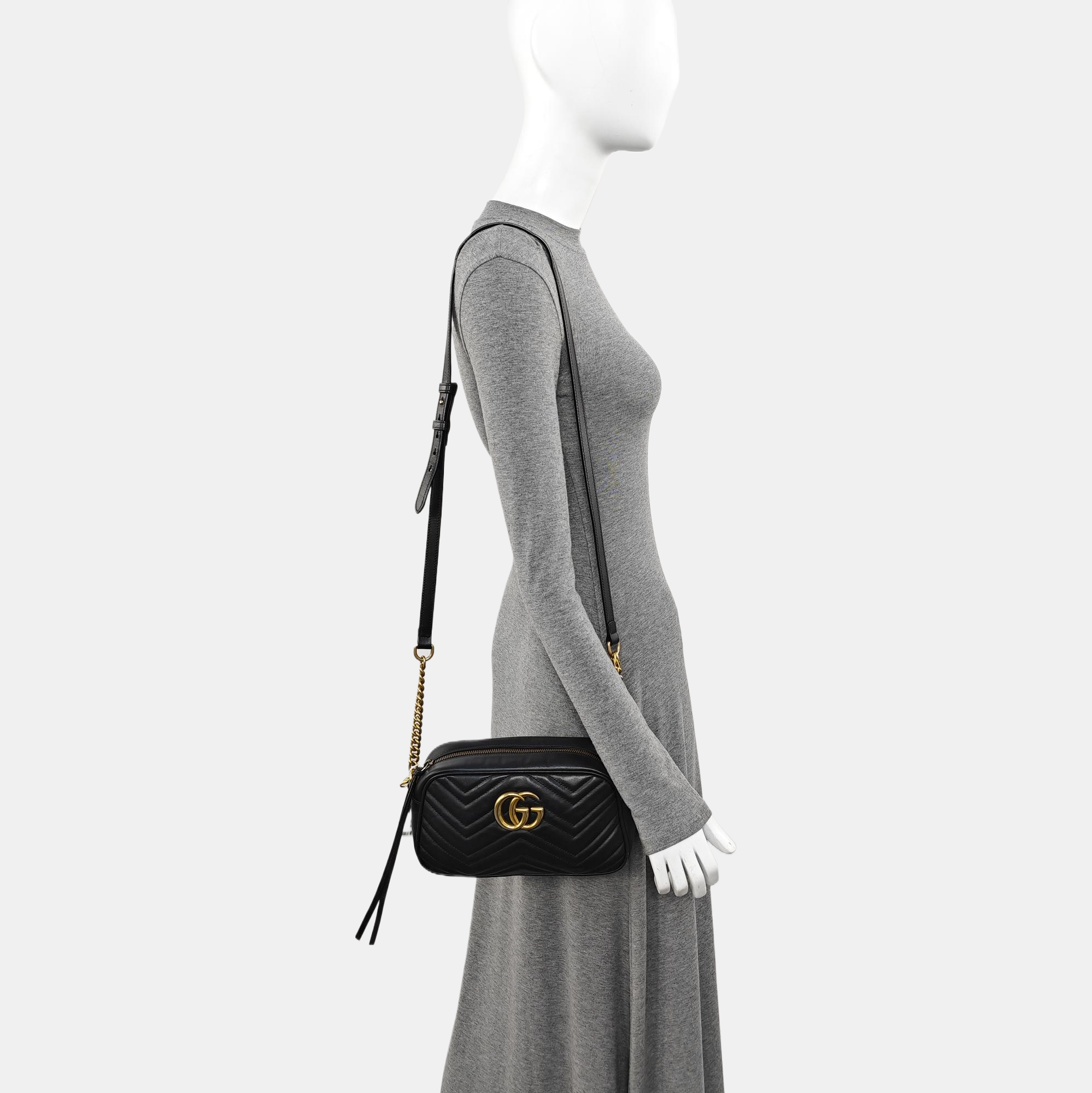 GG Marmont Small Quilted Calfskin Black