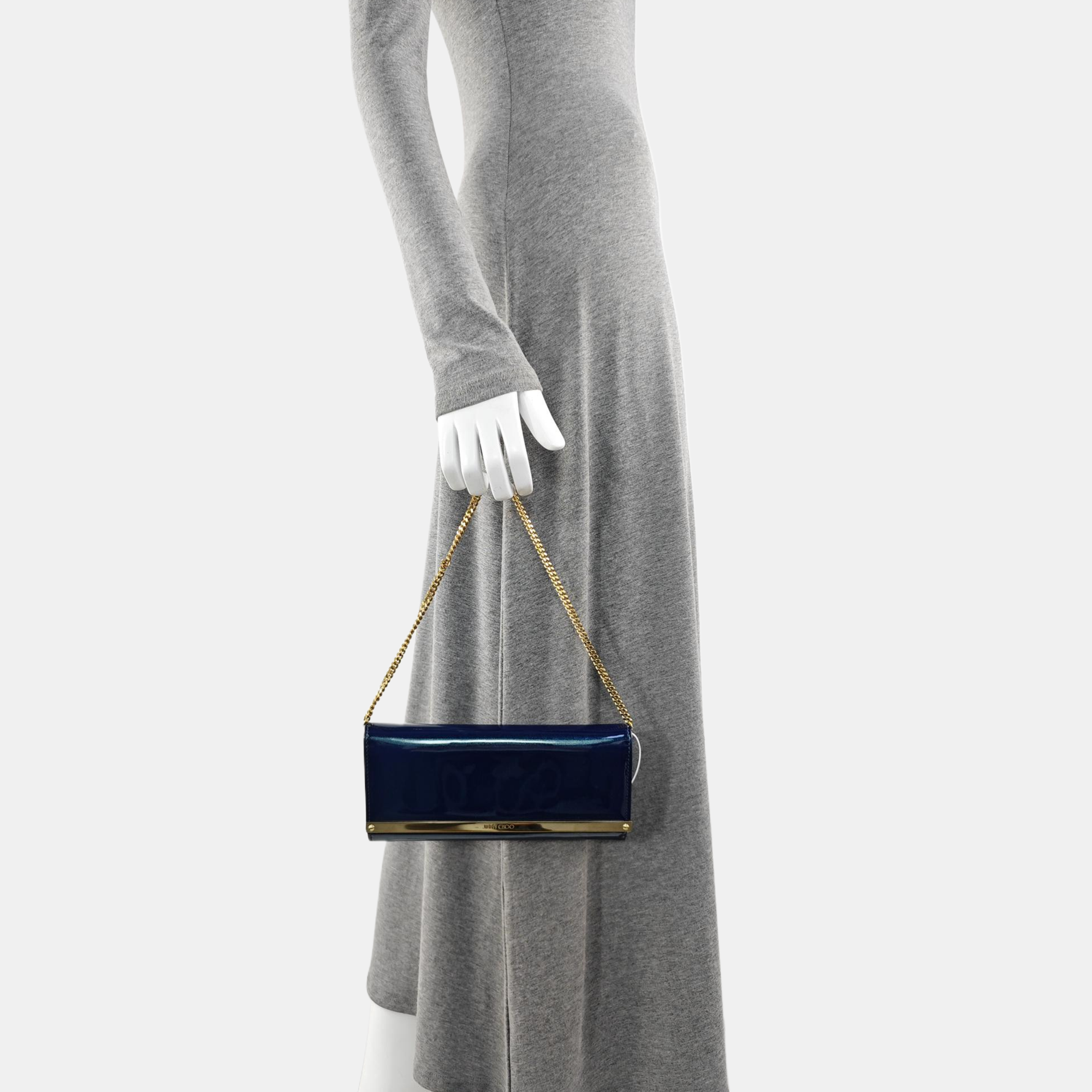 Patent Leather Top Handle Bag Blue