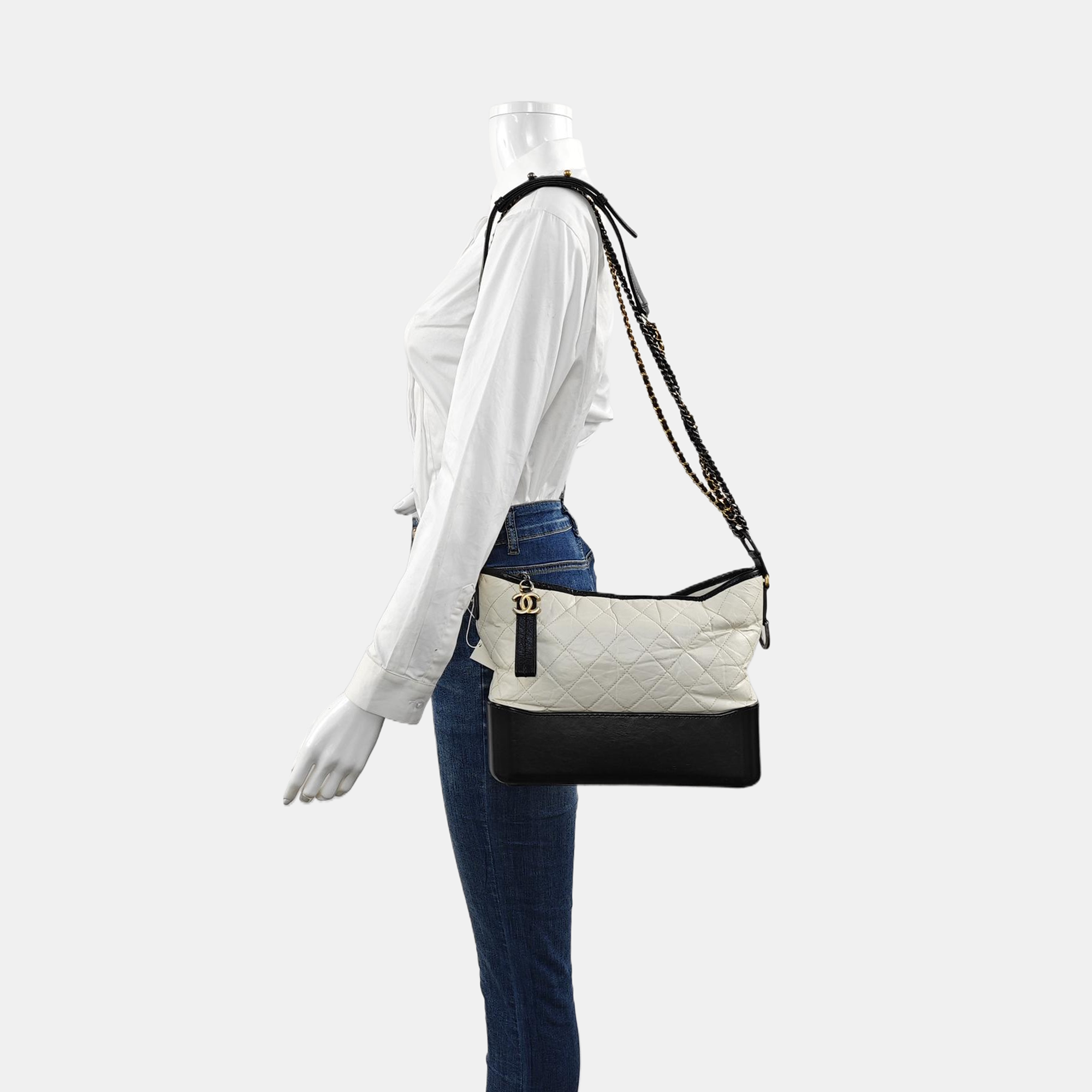 GABRIELLE Medium Quilted Calfskin White