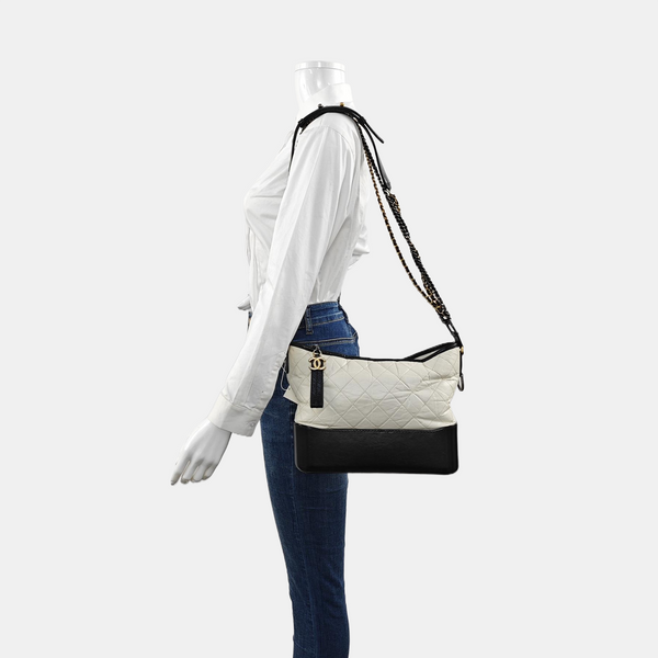 GABRIELLE Medium Quilted Calfskin White