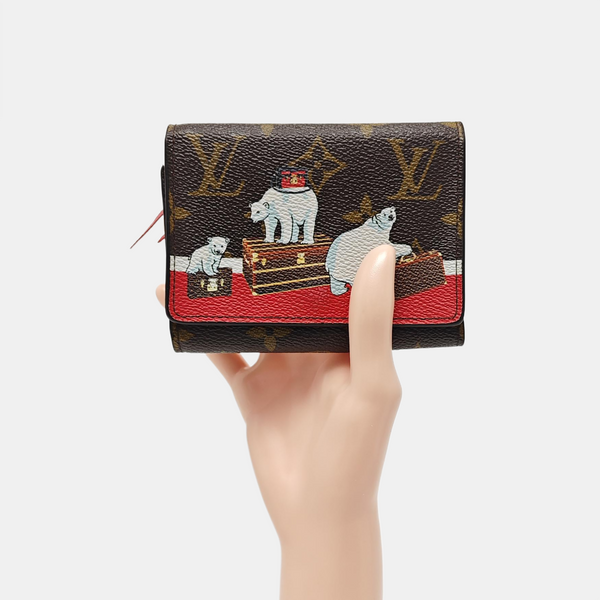 SARAH Monogram Coated Canvas Brown Wallet