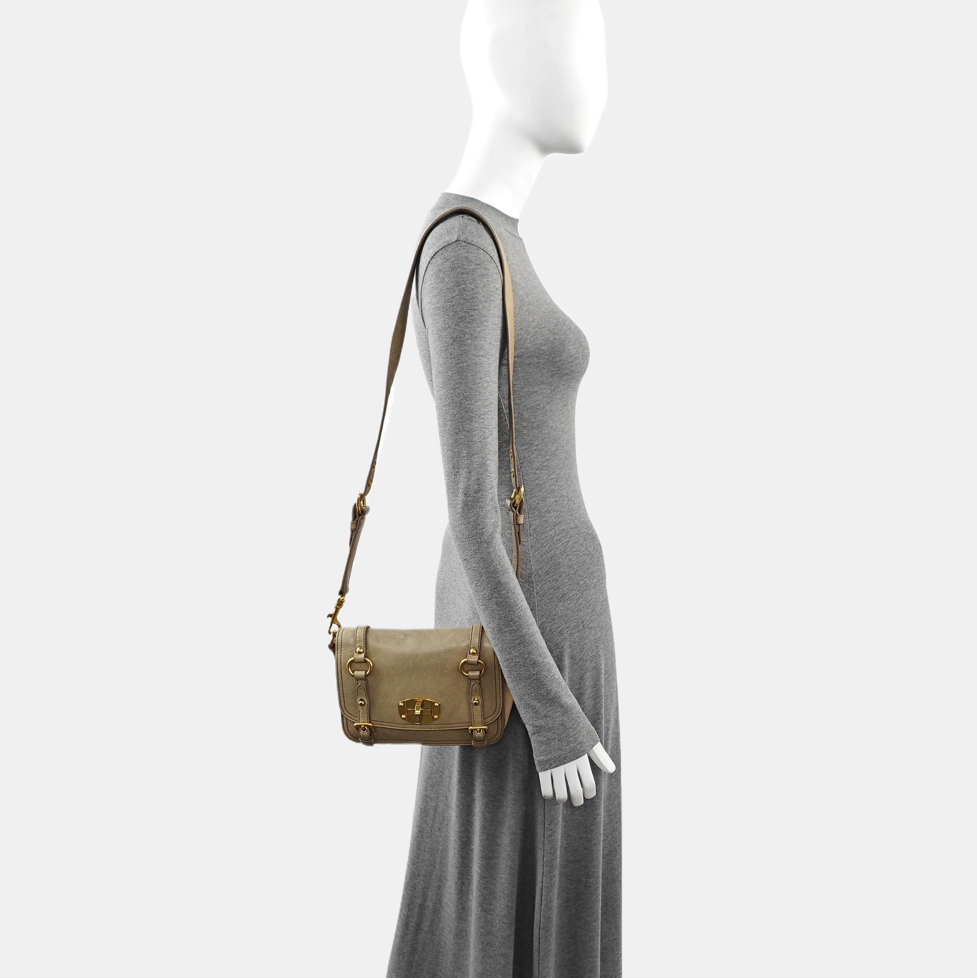 Calfskin Shoulder Bag Beige