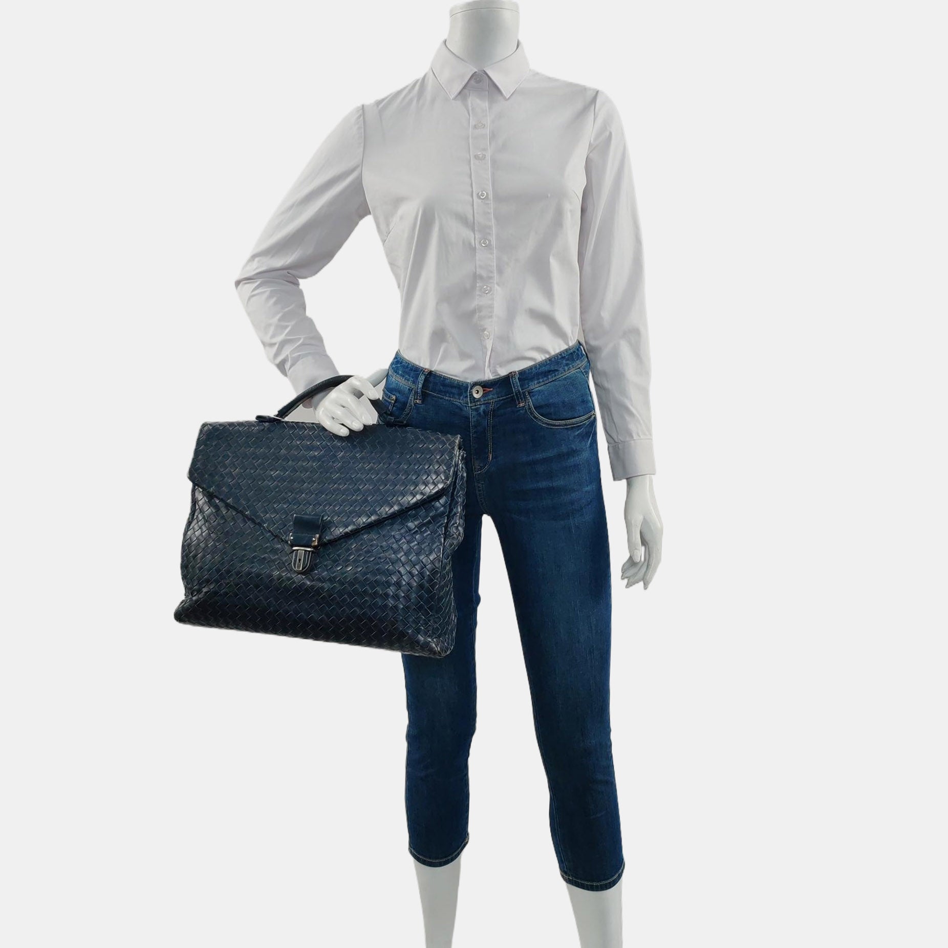 Calfskin Top Handle Bag Blue