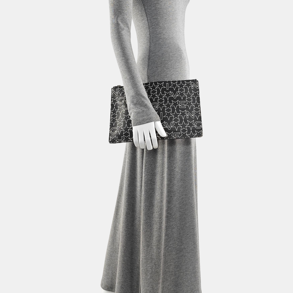 Coated Canvas Clutch Black