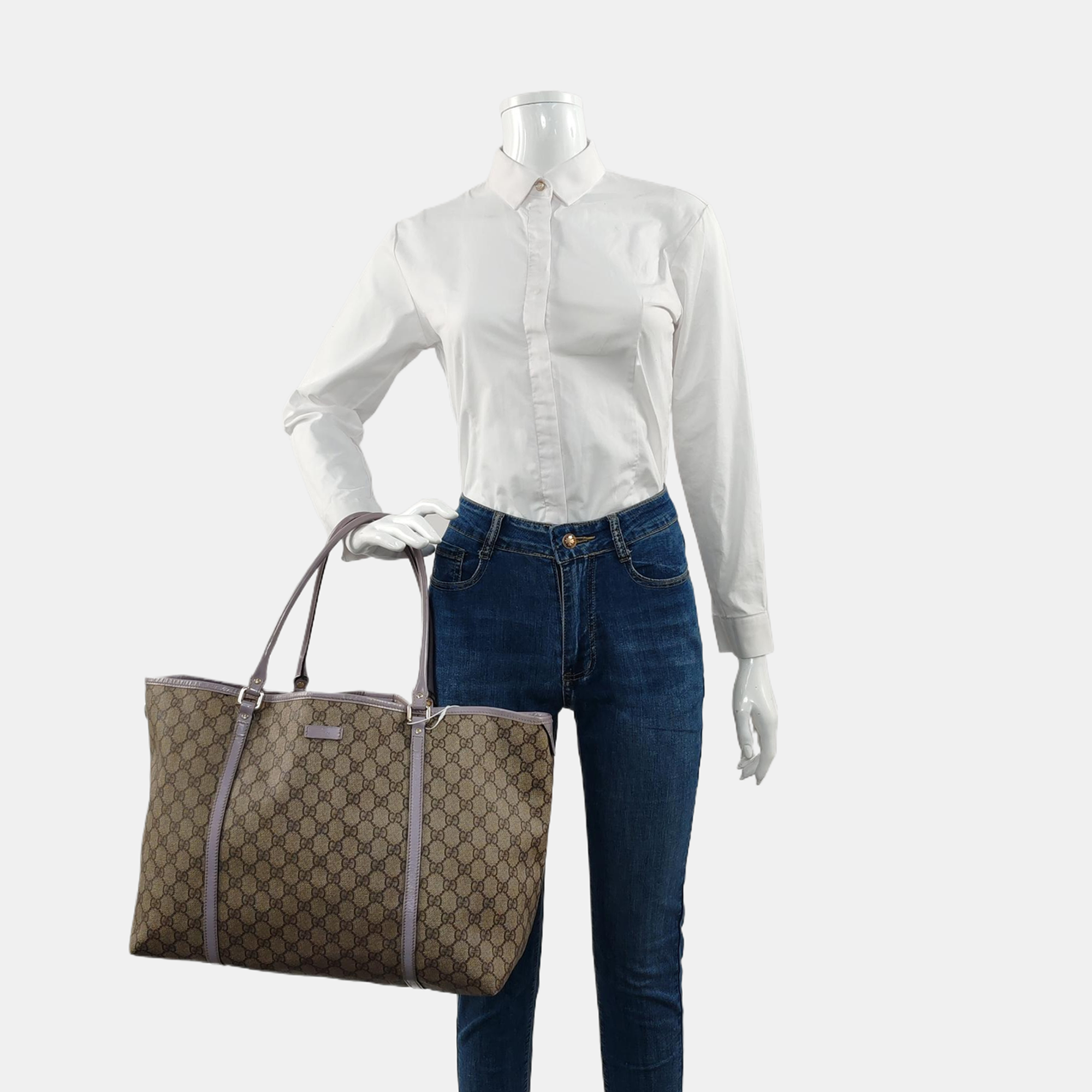 Monogram Coated Canvas Tote Bag Beige