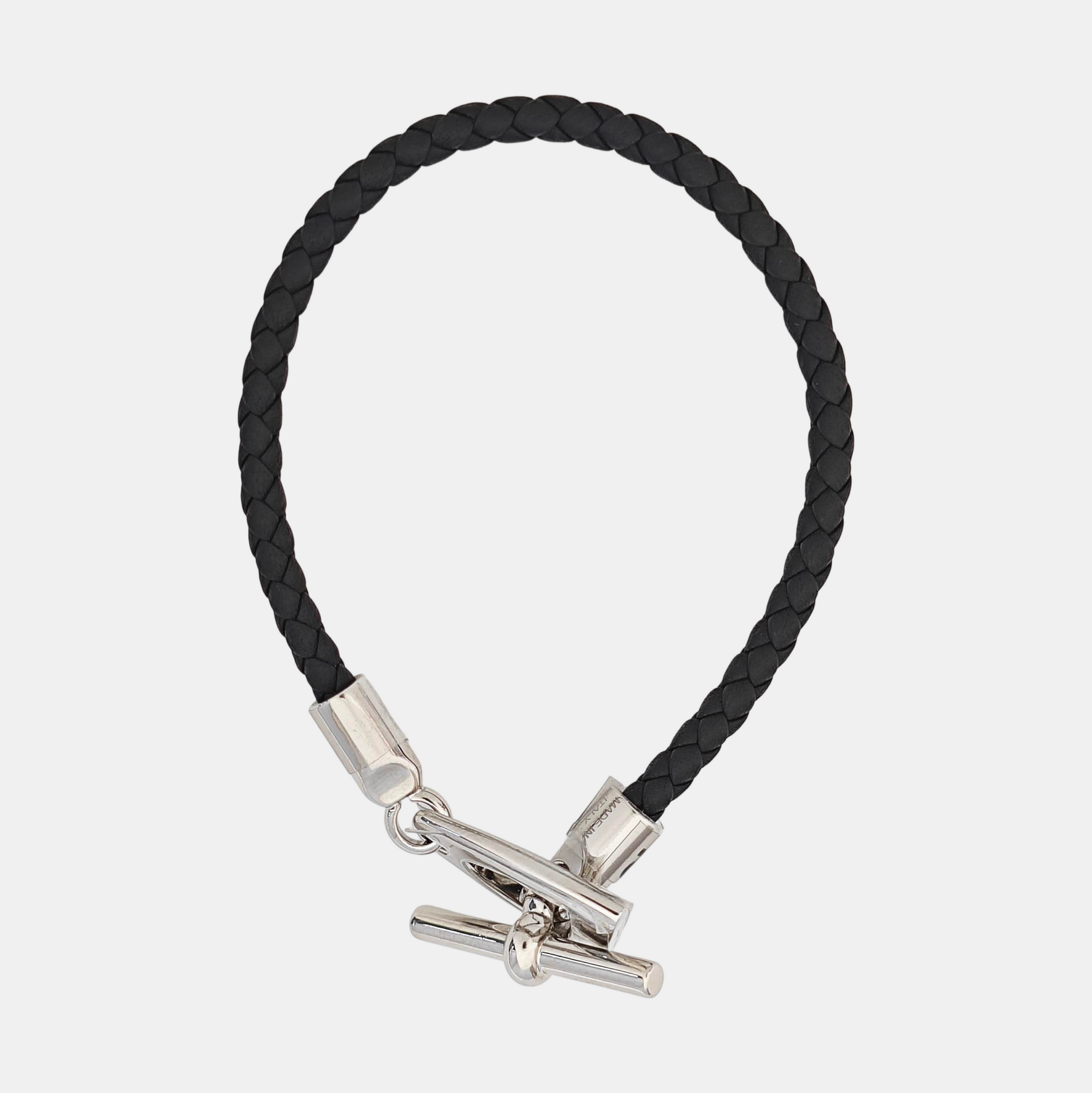 Jumbo Hook Leather Black Bracelet