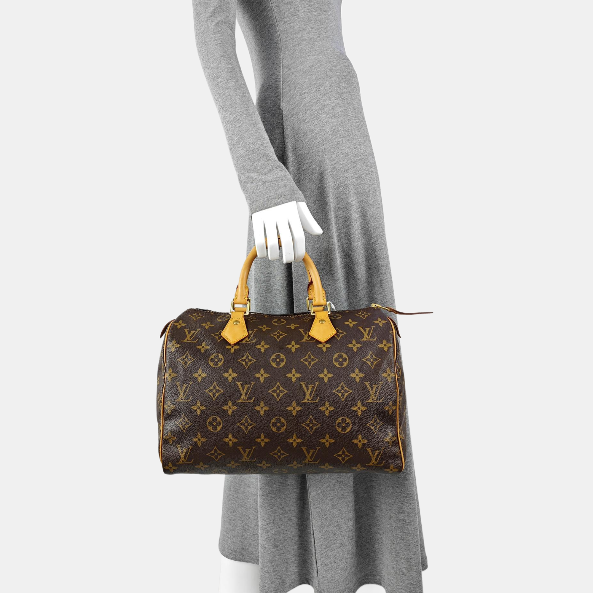 SPEEDY 30 Monogram Coated Canvas Brown