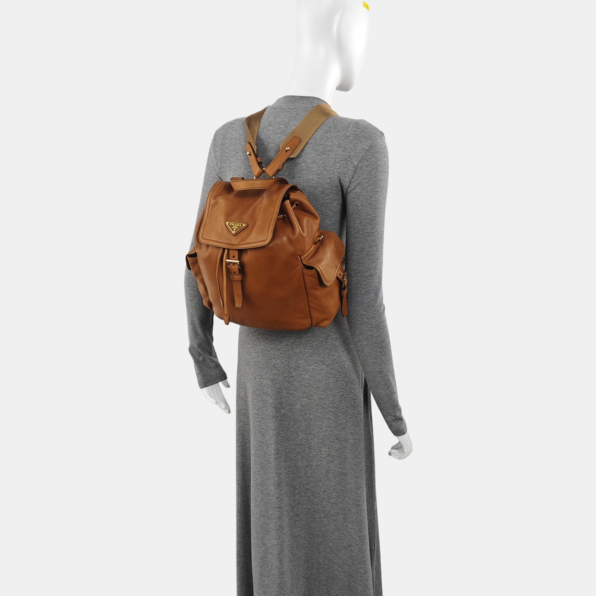 Re-Nylon Backpack Lambskin Brown