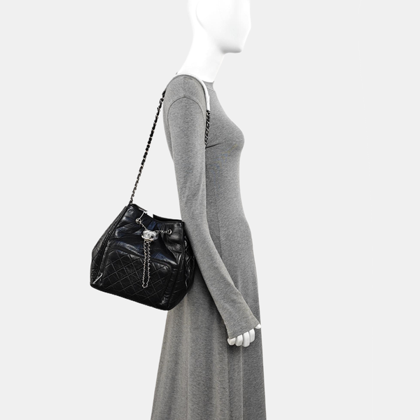 Quilted Calfskin Shoulder Bag Black