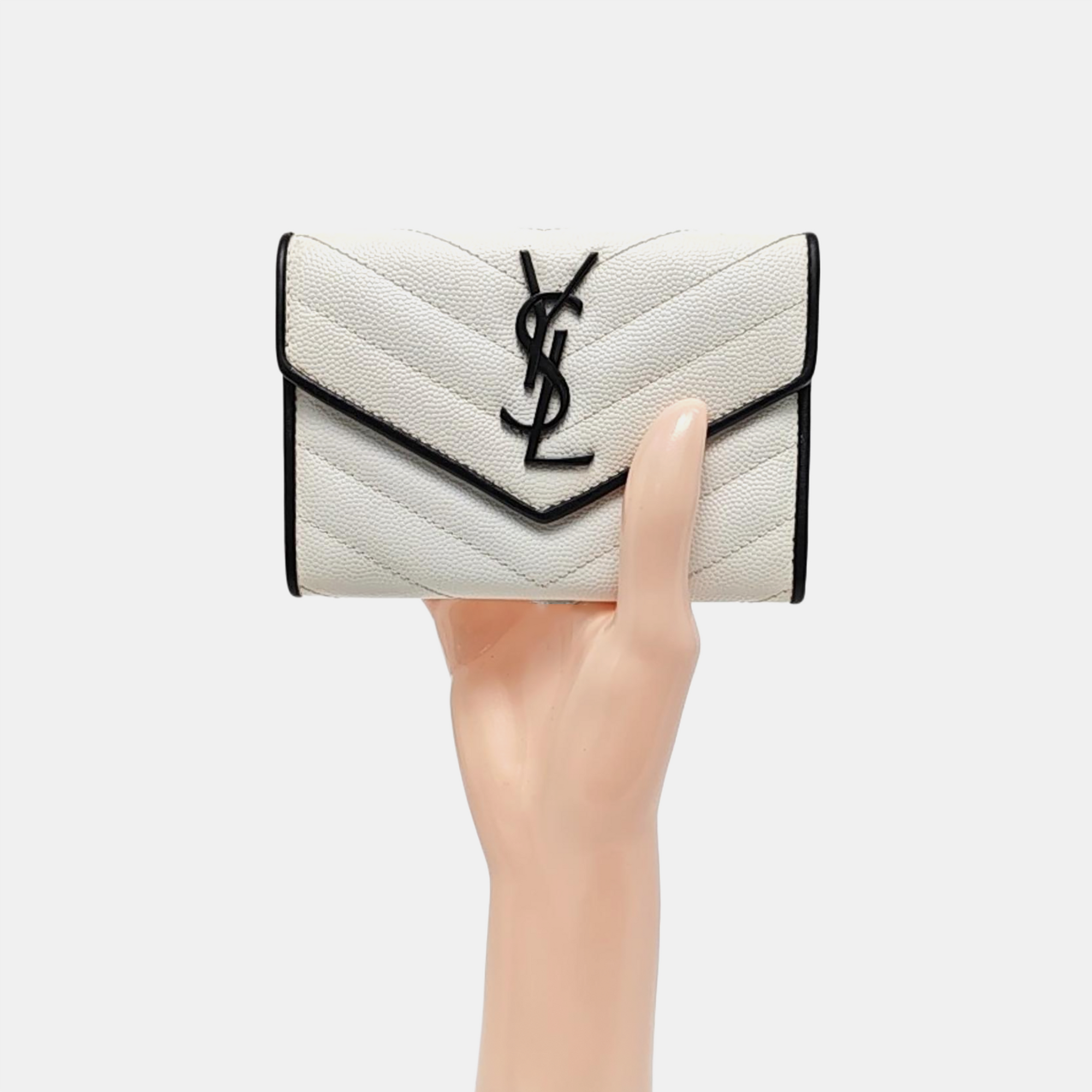 Chevron Calfskin Wallet White