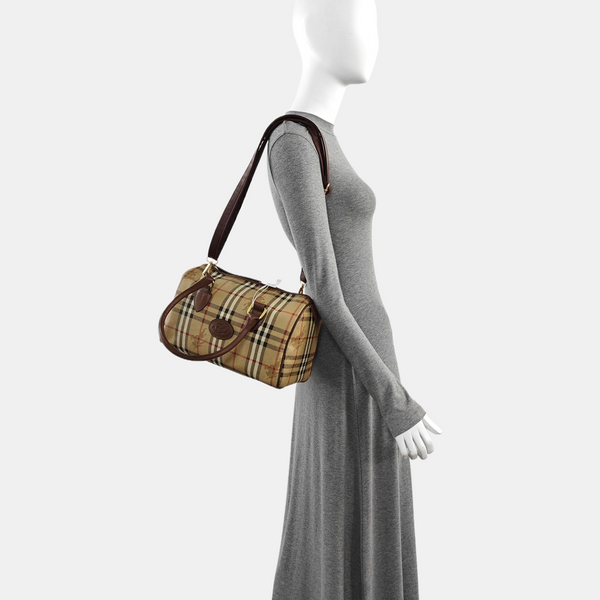 Coated Canvas Top Handle Bag Beige