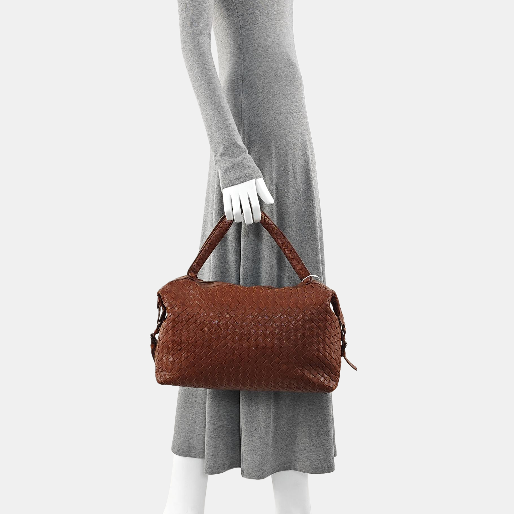 Calfskin Top Handle Bag Brown