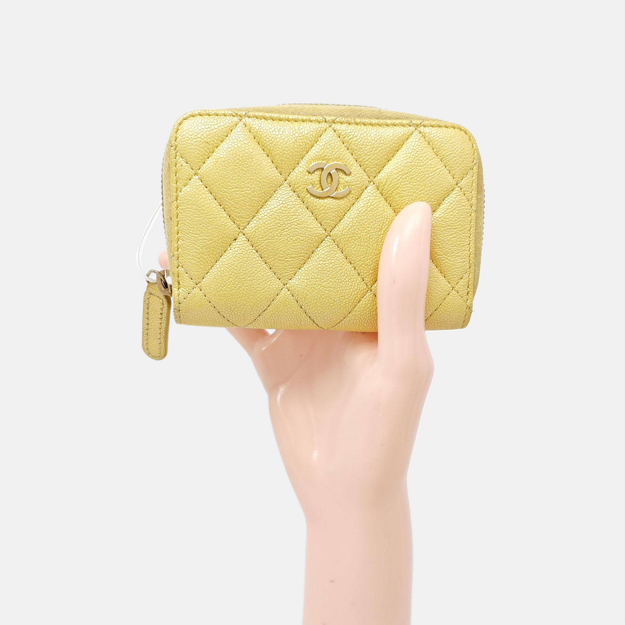 Quilted Grained Calfskin Wallet Yellow