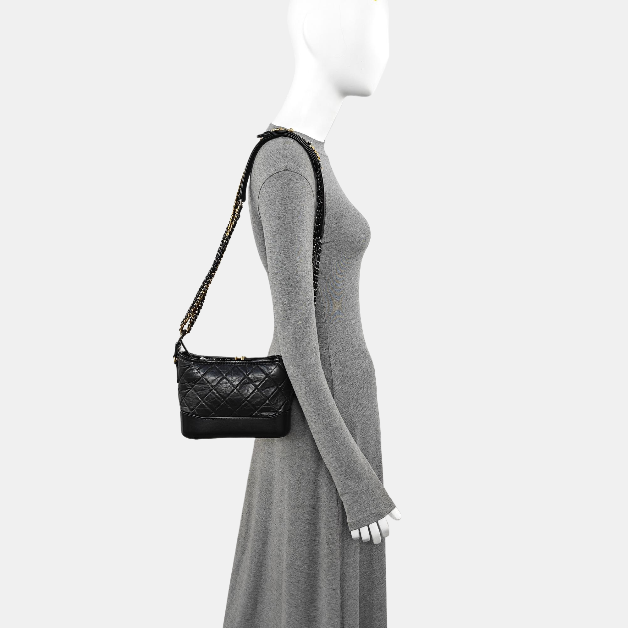 GABRIELLE Small Quilted Vintage Calf Black