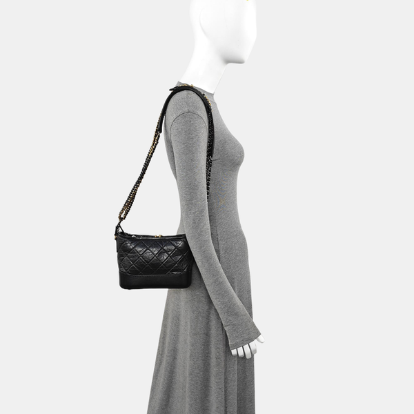 GABRIELLE Small Quilted Vintage Calf Black