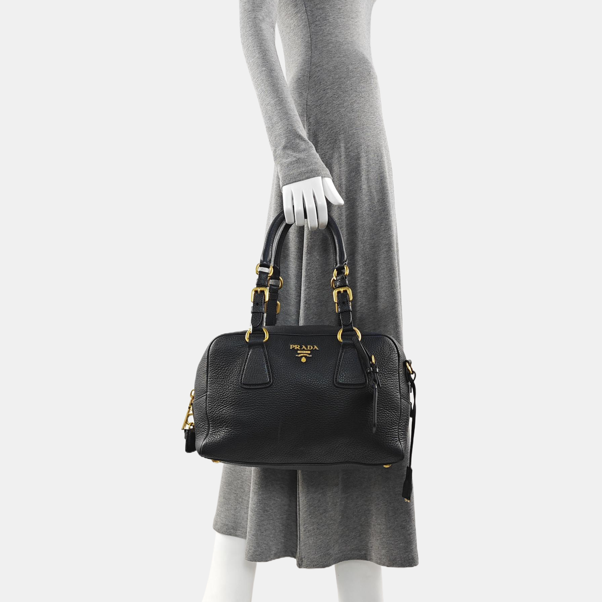 Calfskin Top Handle Bag Black