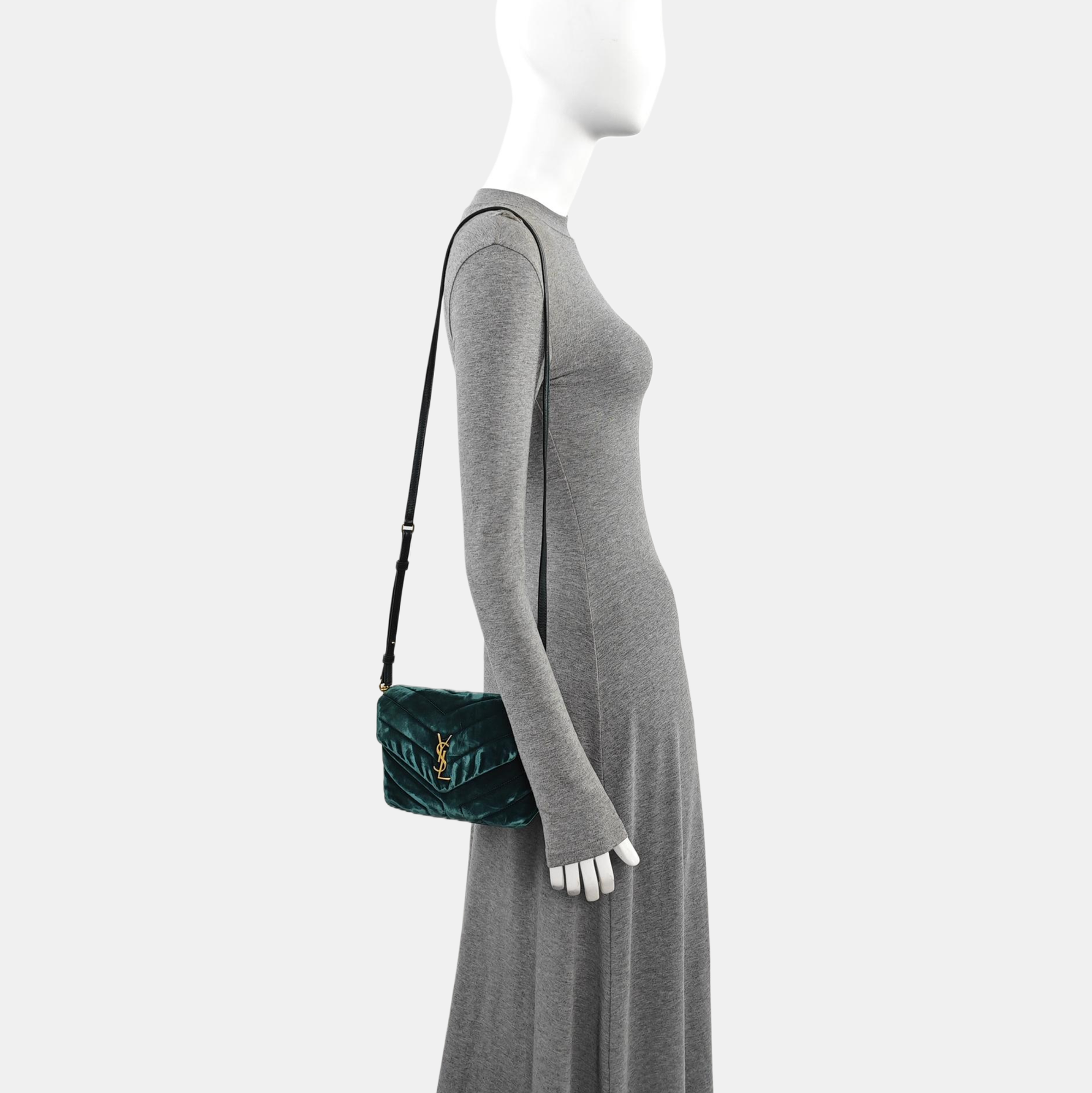LOULOU Extra Small Chevron Velvet Green